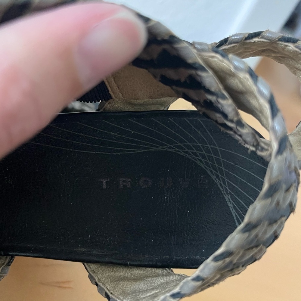 Trouve Heeled Leather Sandal Black Tan Size 10 - Picture 8 of 13